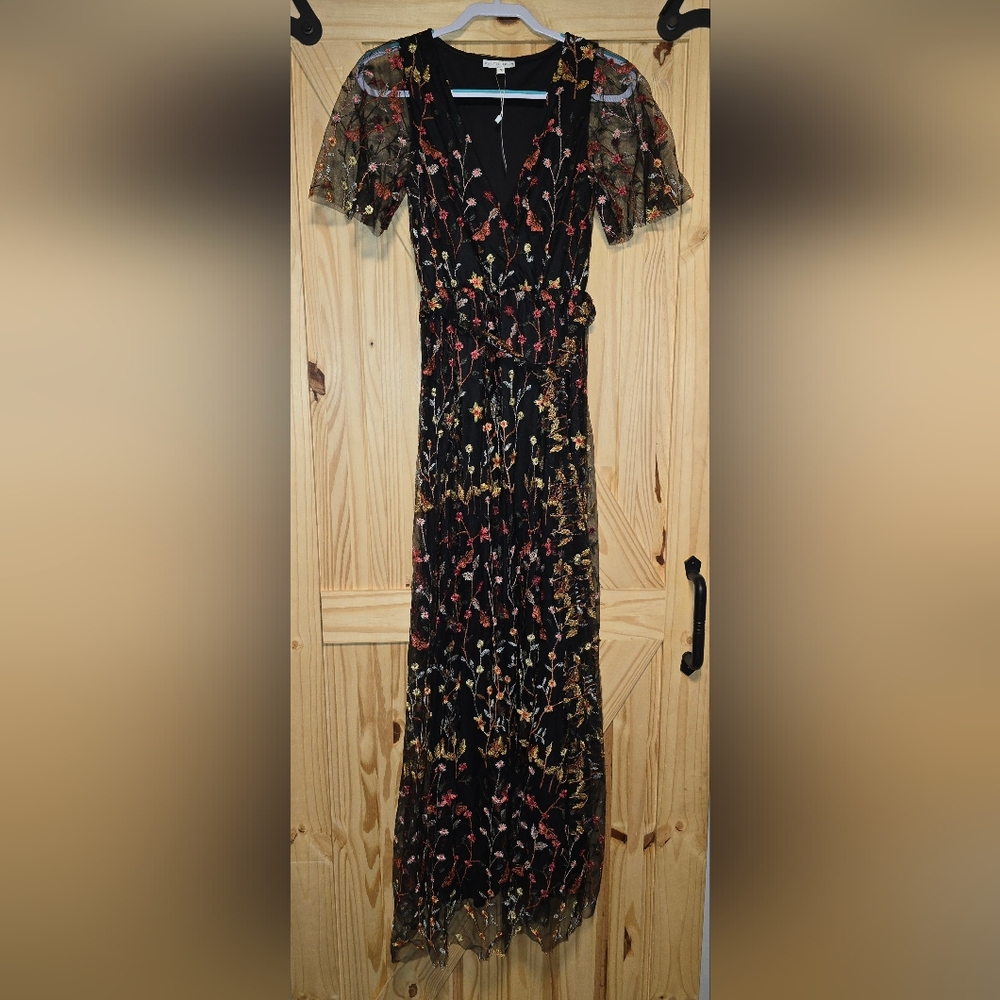 Baltic Born Marsielle Tule Floral Maxi Dress Size Small